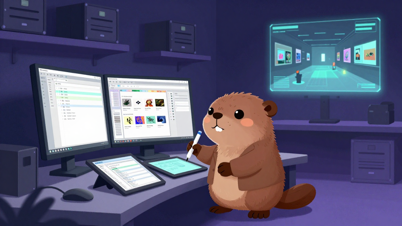 디지털 큐레이터 직업 종사자가 업무를 수행하는 모습