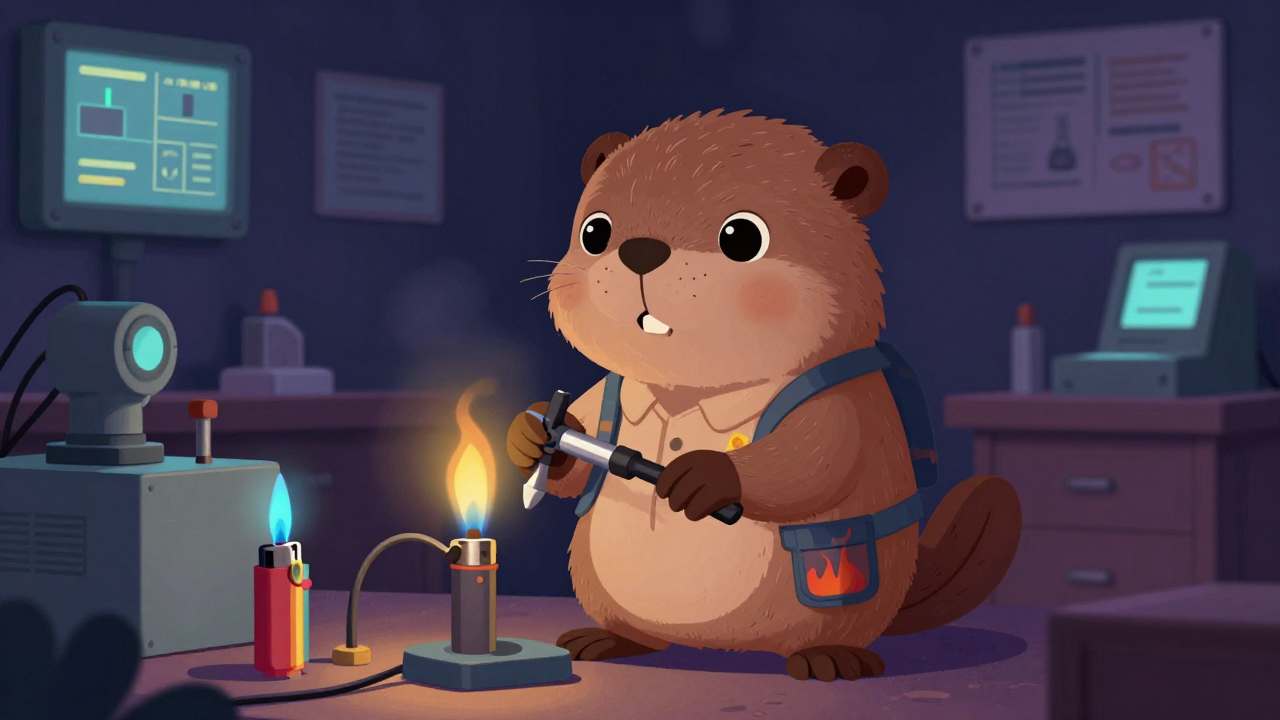 라이터불꽃조정원 직업 종사자가 업무를 수행하는 모습