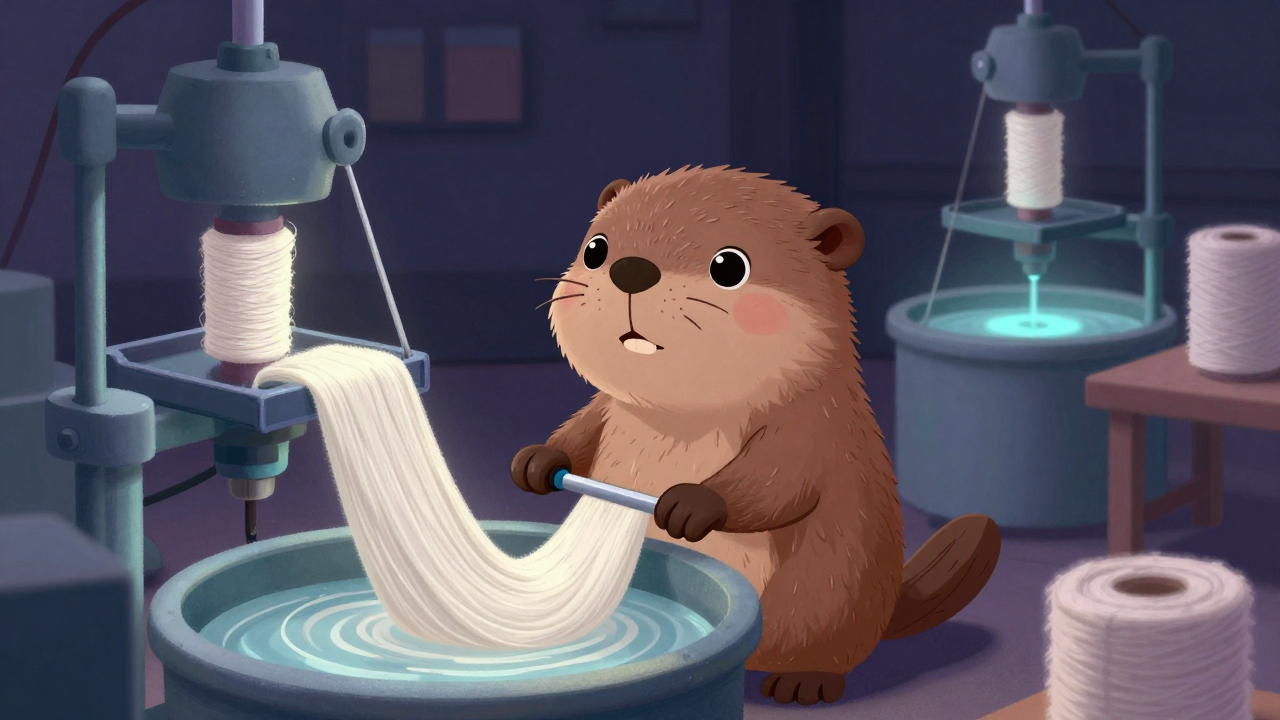 라텍스사제조원 직업 종사자가 업무를 수행하는 모습