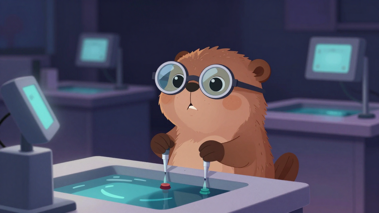 렌즈착색기조작원 직업 종사자가 업무를 수행하는 모습