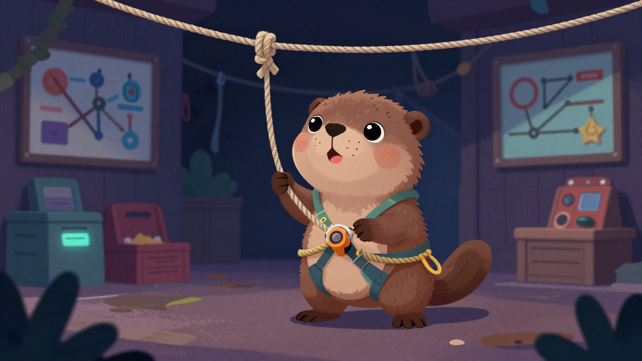 로프강사 직업 종사자가 업무를 수행하는 모습