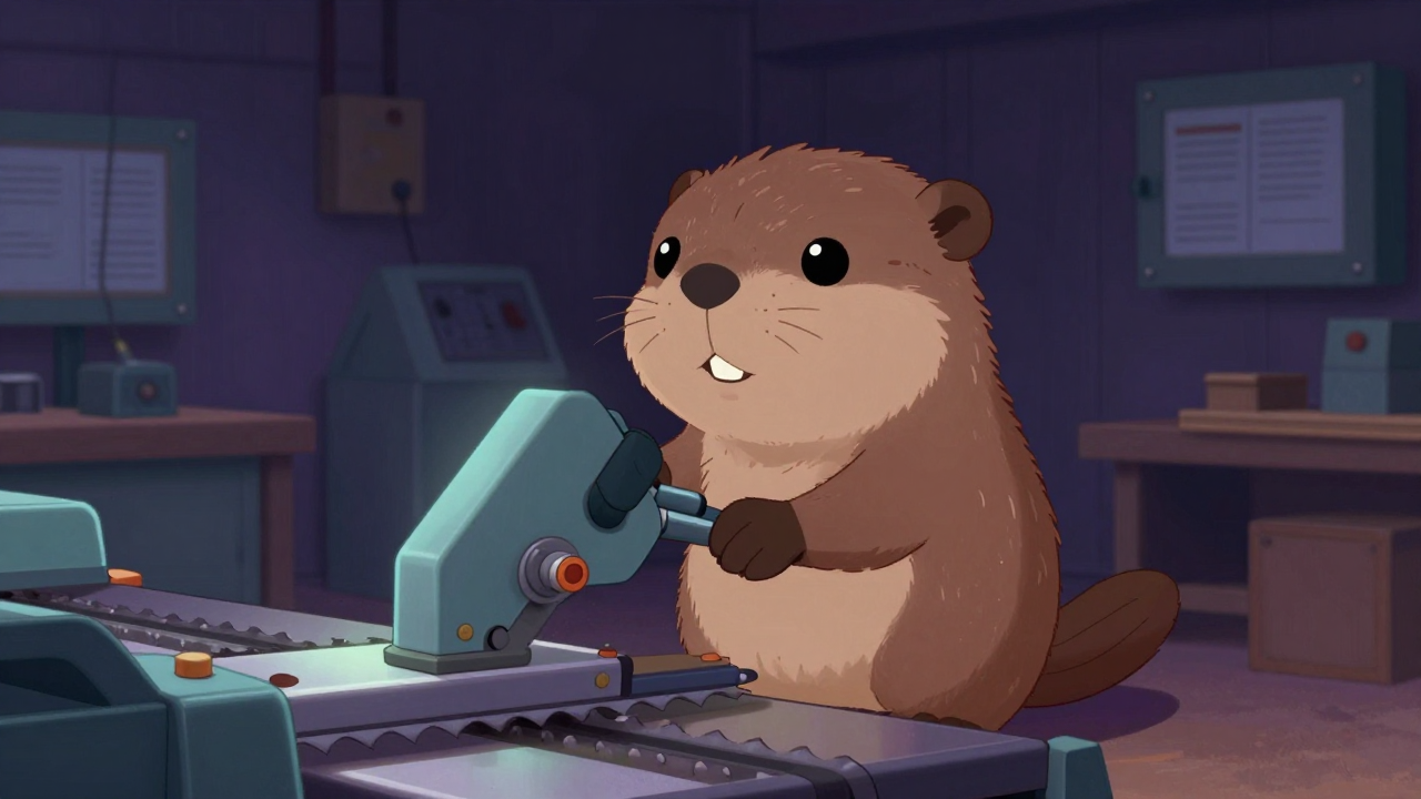 리톱기계조작원 직업 종사자가 업무를 수행하는 모습