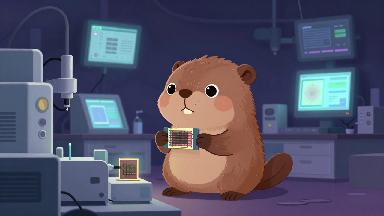 메모리반도체소자 공정연구원 직업 종사자가 업무를 수행하는 모습