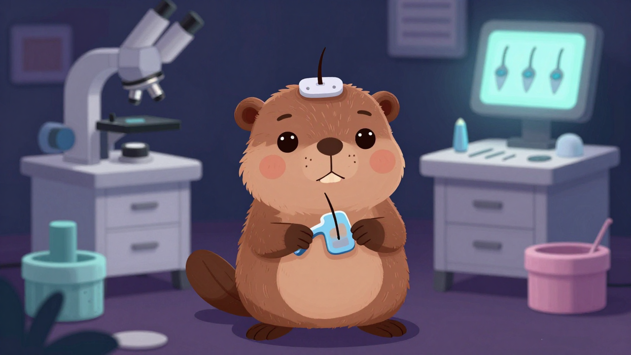 모낭분리사 직업 종사자가 업무를 수행하는 모습