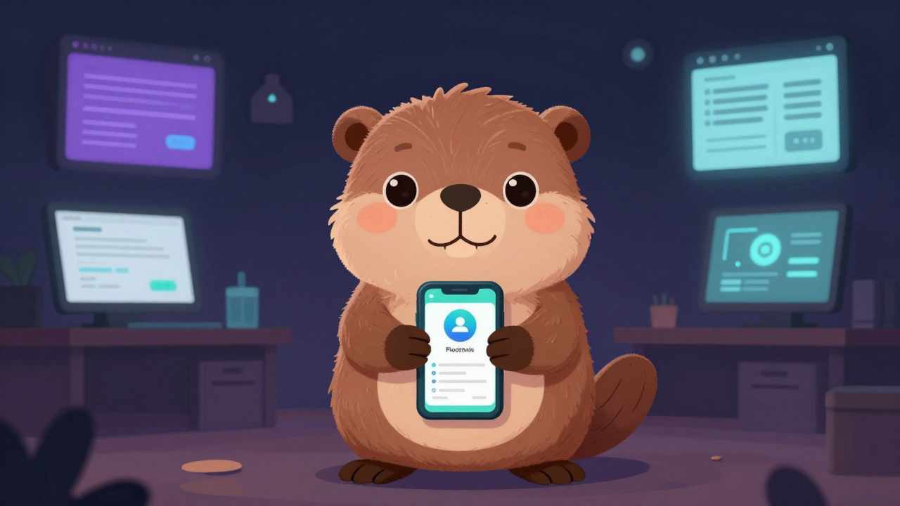 모바일프로그래머 직업 종사자가 업무를 수행하는 모습