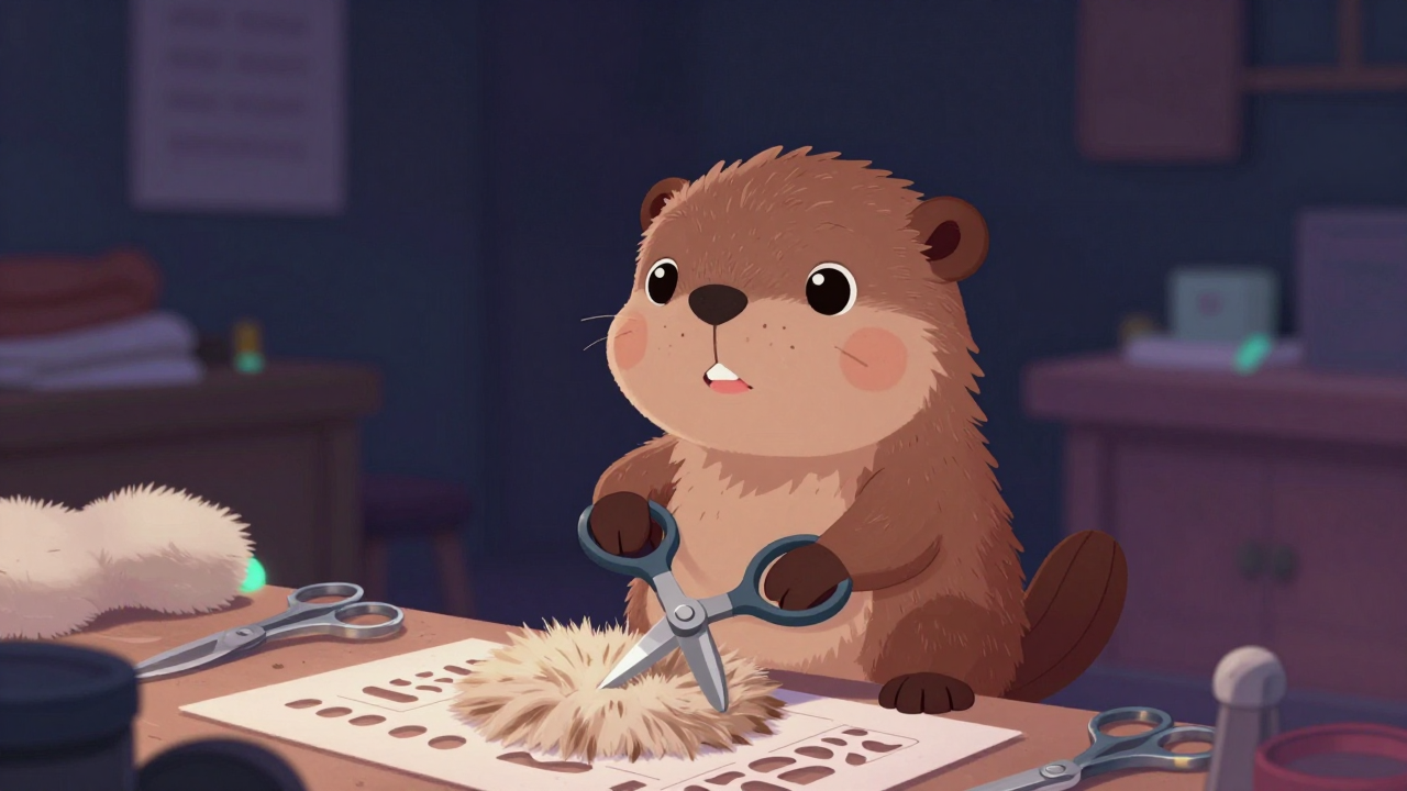 모피재단사 직업 종사자가 업무를 수행하는 모습