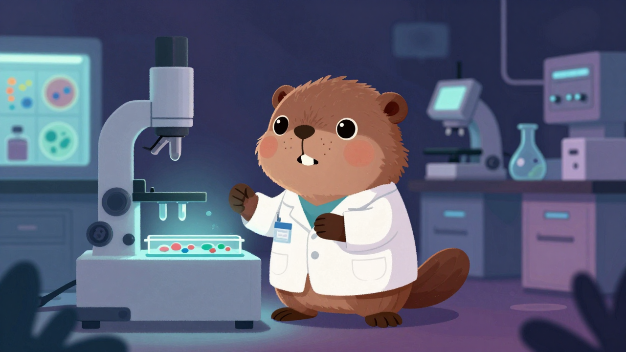 미생물의약연구원 직업 종사자가 업무를 수행하는 모습