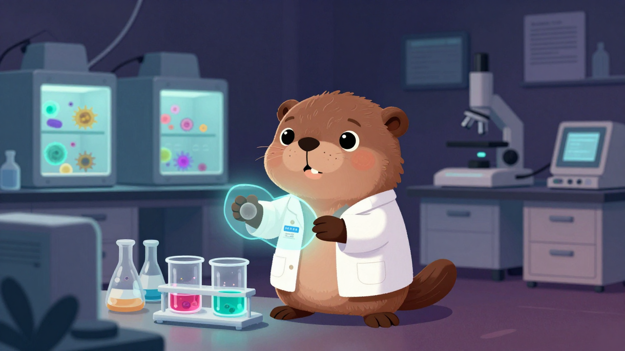 미생물학연구원 직업 종사자가 업무를 수행하는 모습