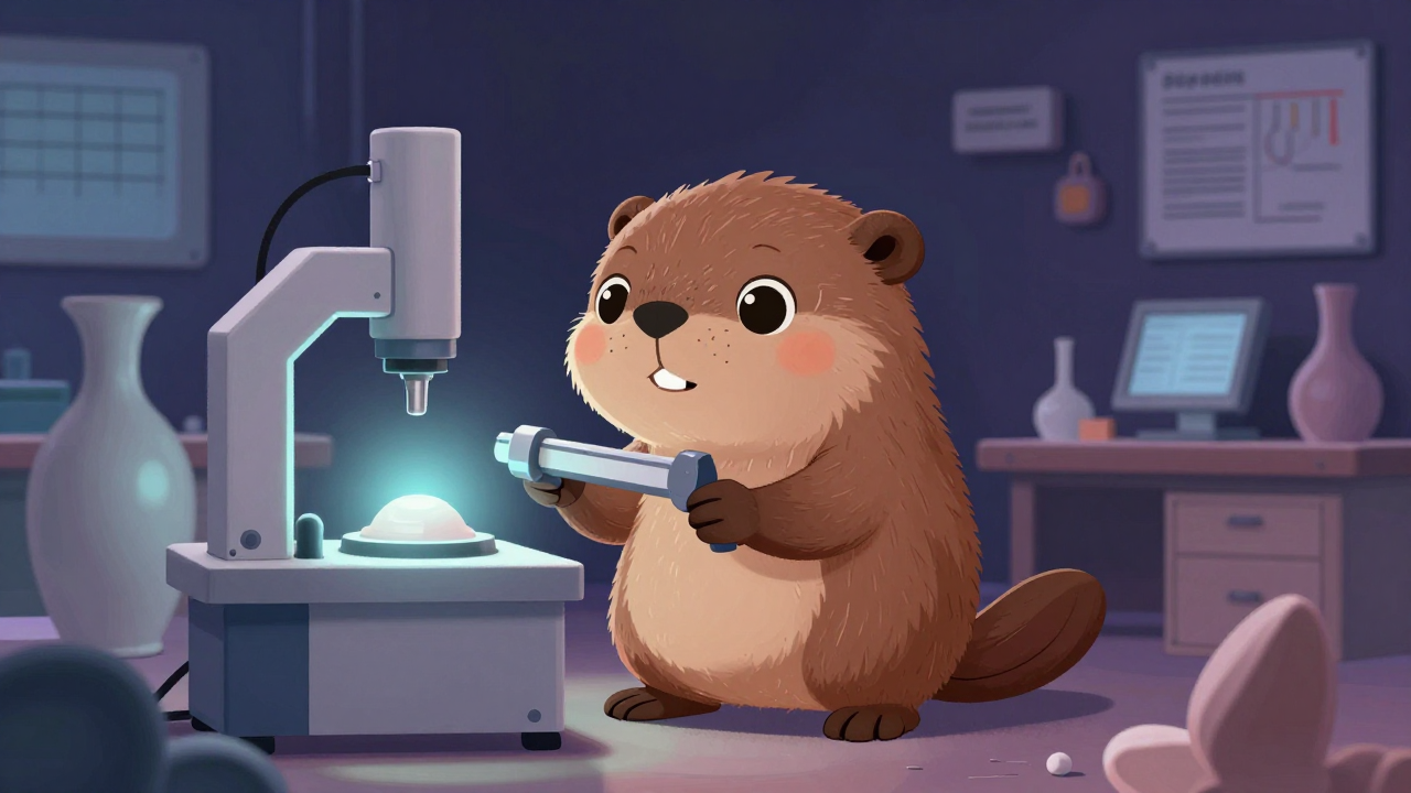 바이오세라믹재료품질관리원 직업 종사자가 업무를 수행하는 모습