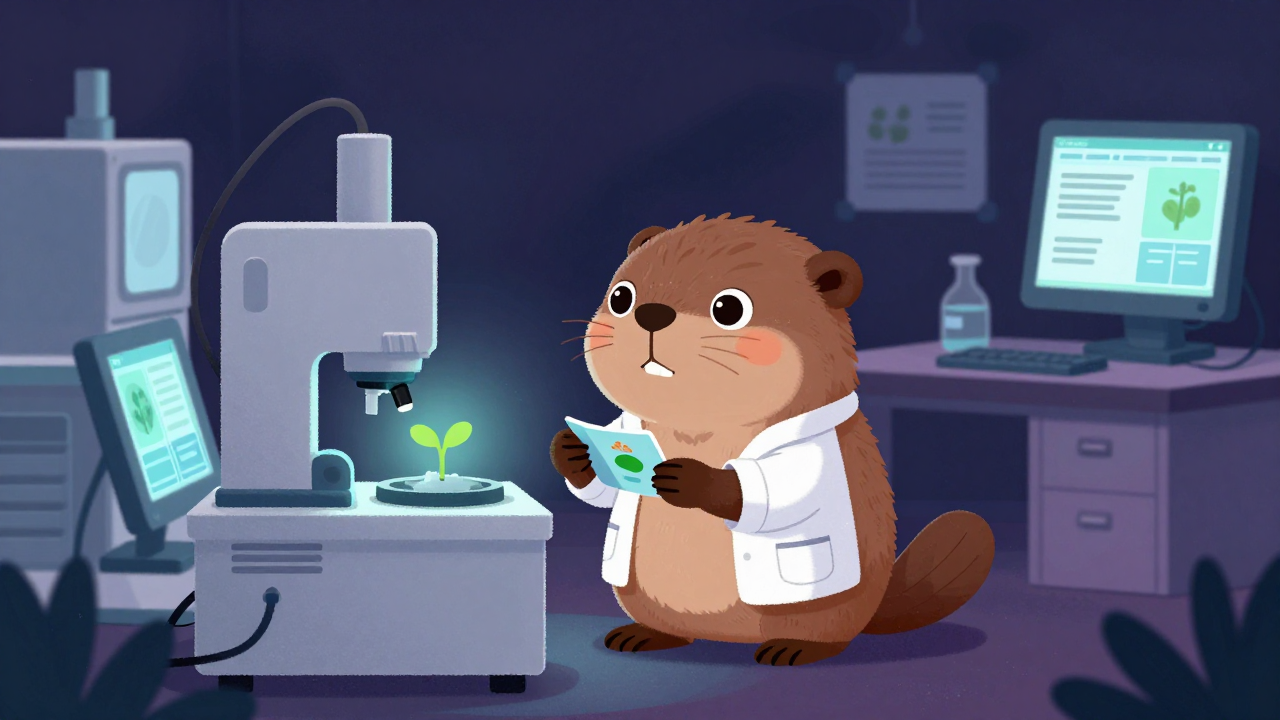 바이오작물보호제연구원 직업 종사자가 업무를 수행하는 모습