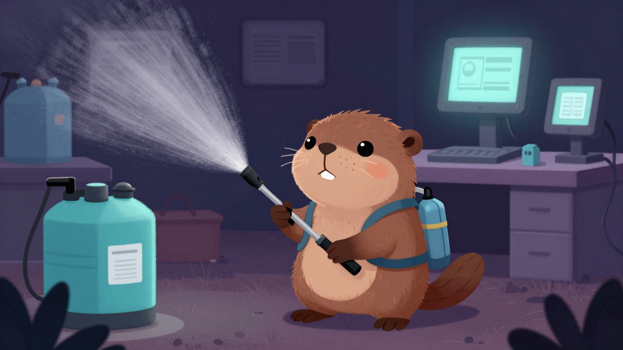 발포제도포기조작원 직업 종사자가 업무를 수행하는 모습