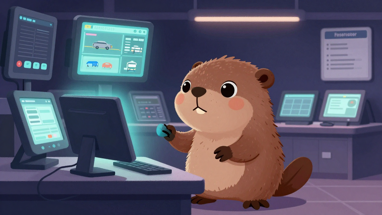 버스터미널운행관리원 직업 종사자가 업무를 수행하는 모습