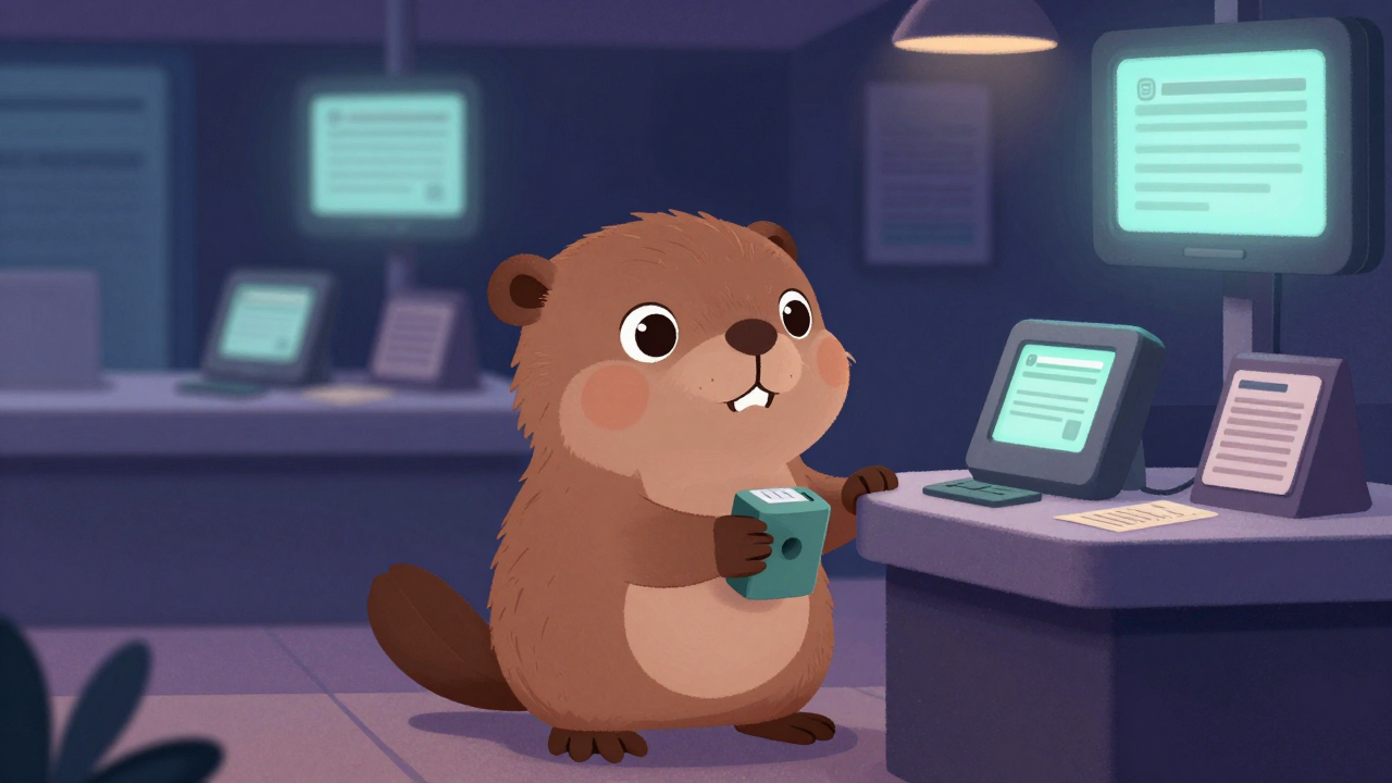 버스표매표사무원 직업 종사자가 업무를 수행하는 모습