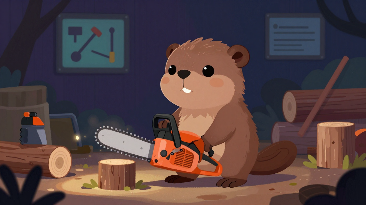 벌목원 직업 종사자가 업무를 수행하는 모습