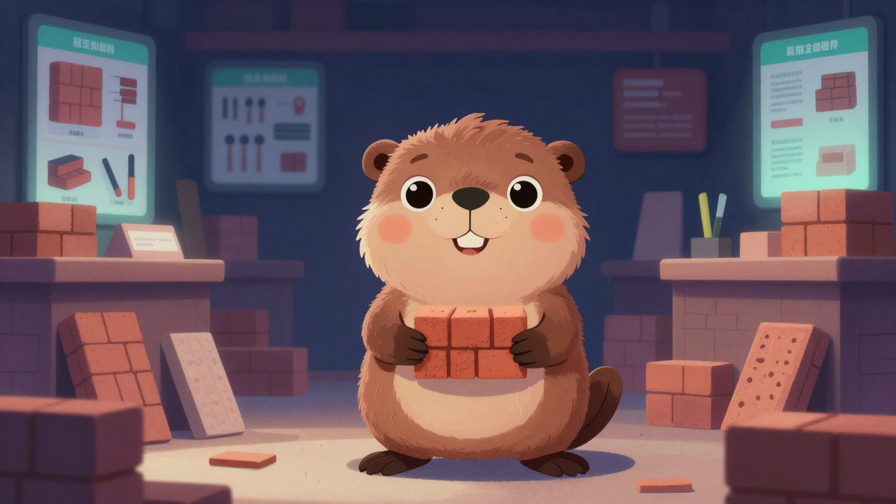 벽돌판매원 직업 종사자가 업무를 수행하는 모습