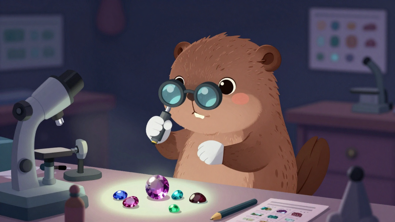 보석감정사 직업 종사자가 업무를 수행하는 모습