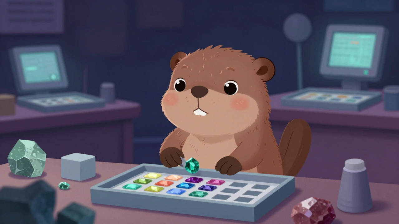 보석선별원 직업 종사자가 업무를 수행하는 모습