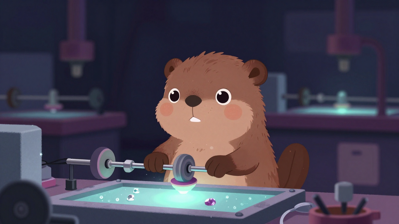 보석연마원 직업 종사자가 업무를 수행하는 모습