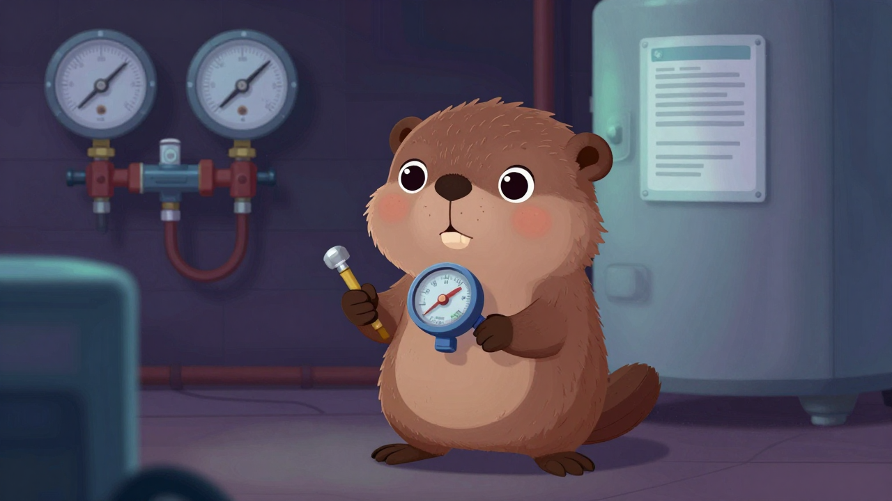 보일러검사원 직업 종사자가 업무를 수행하는 모습