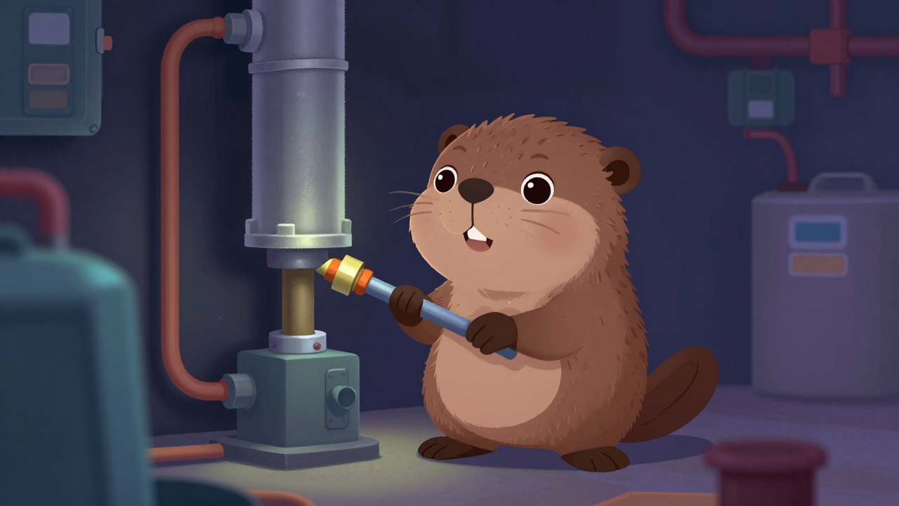 보일러설치원 직업 종사자가 업무를 수행하는 모습