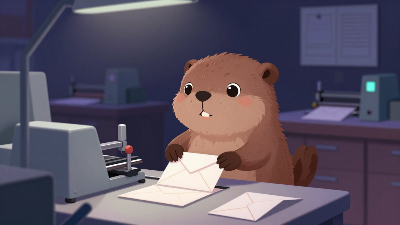 봉투제조원 직업 종사자가 업무를 수행하는 모습