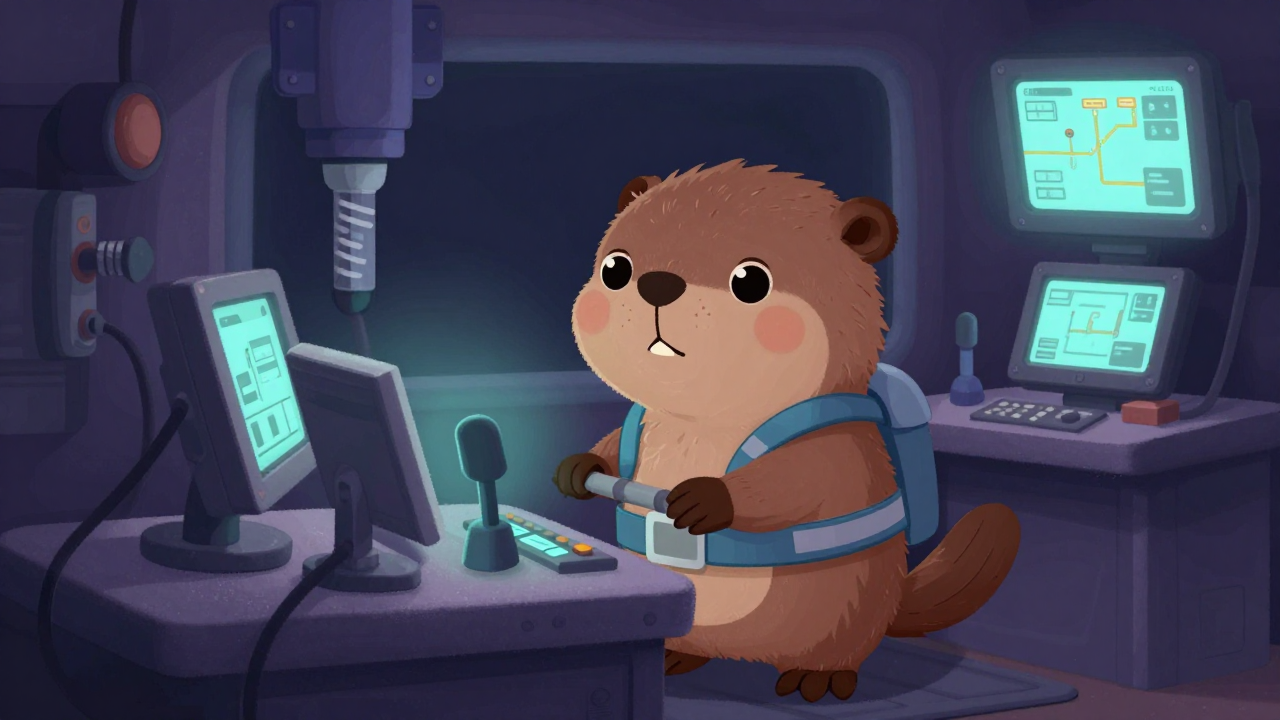 분뇨수거차량운전원 직업 종사자가 업무를 수행하는 모습