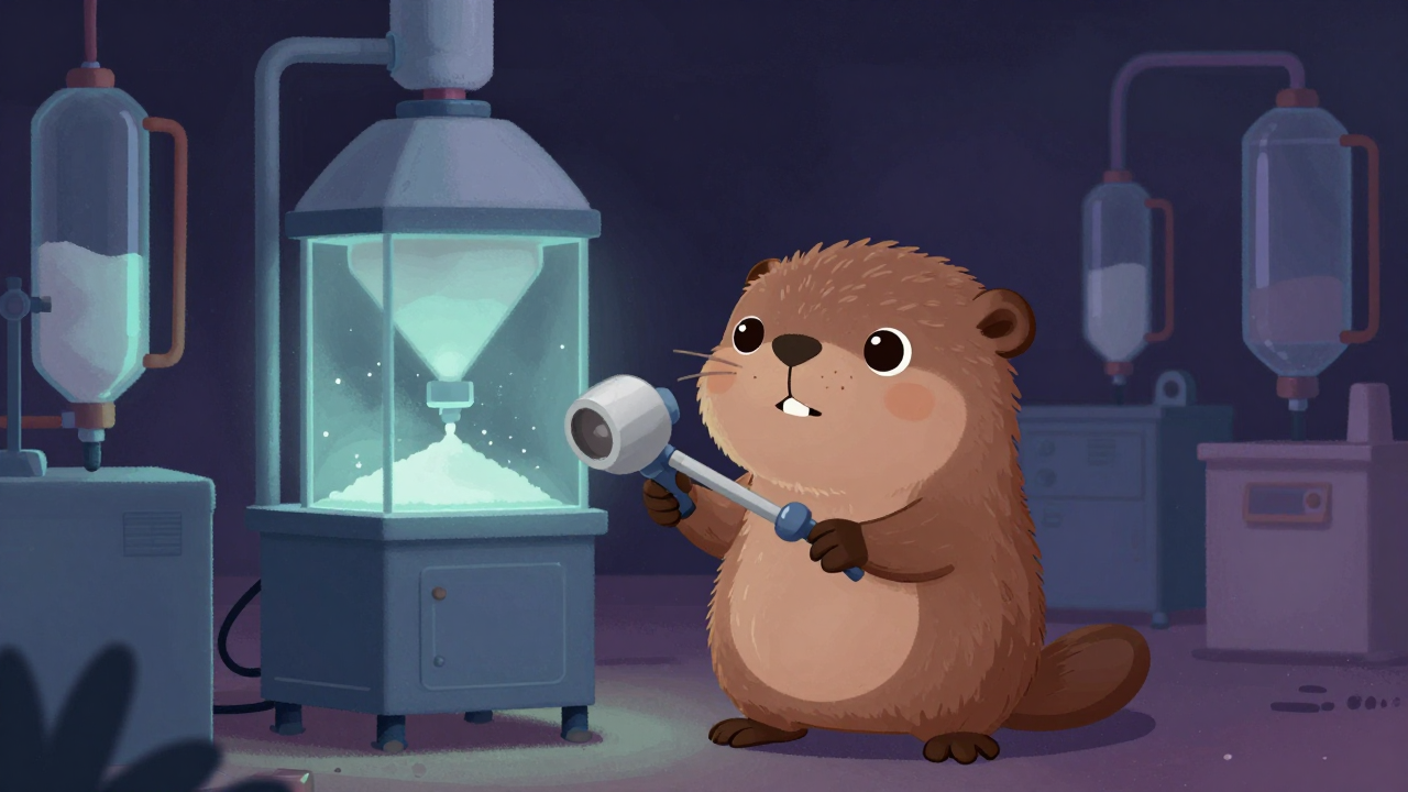 분무건조기조작원 직업 종사자가 업무를 수행하는 모습