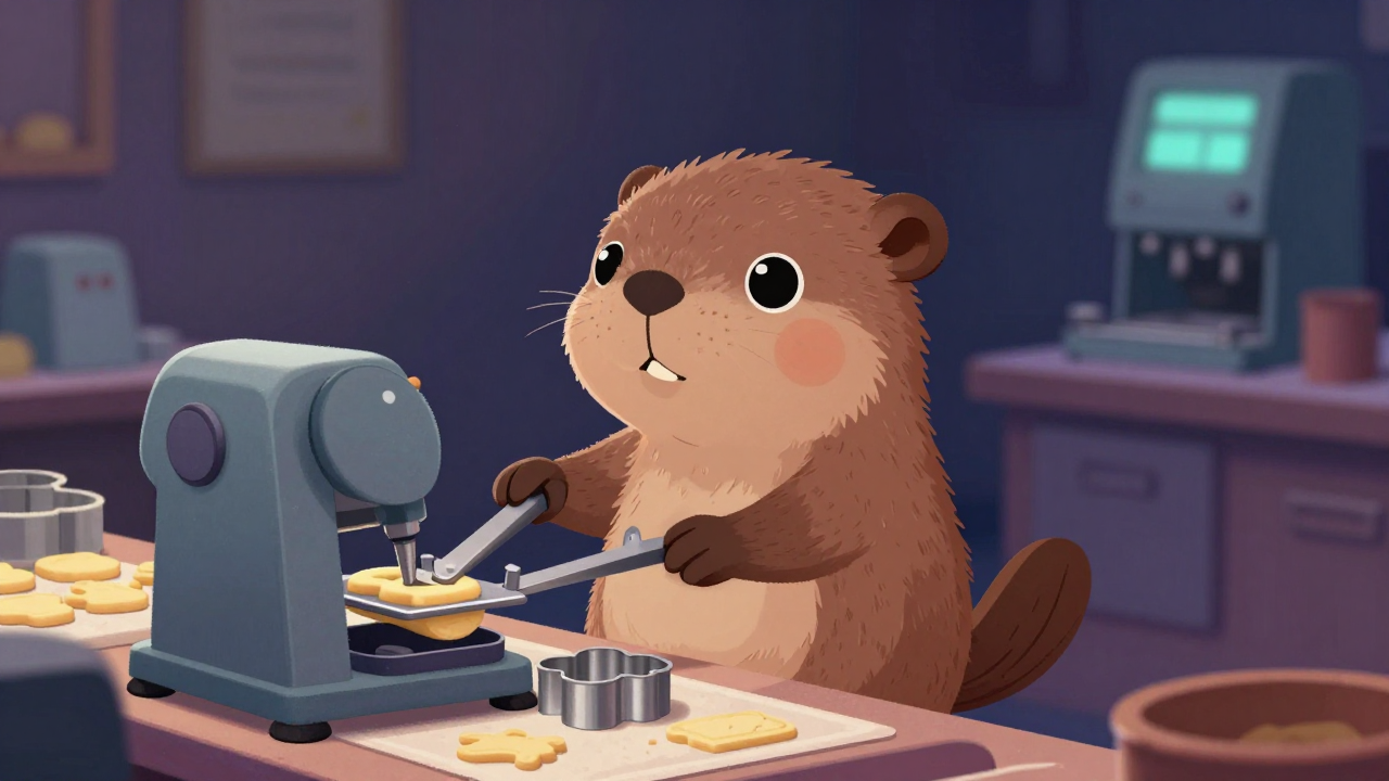 비스킷성형기조작원 직업 종사자가 업무를 수행하는 모습