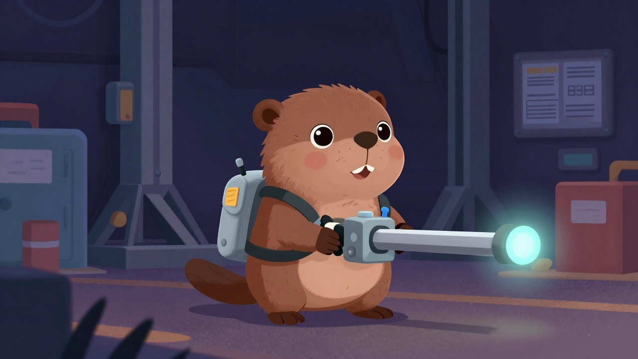 빔운반원 직업 종사자가 업무를 수행하는 모습