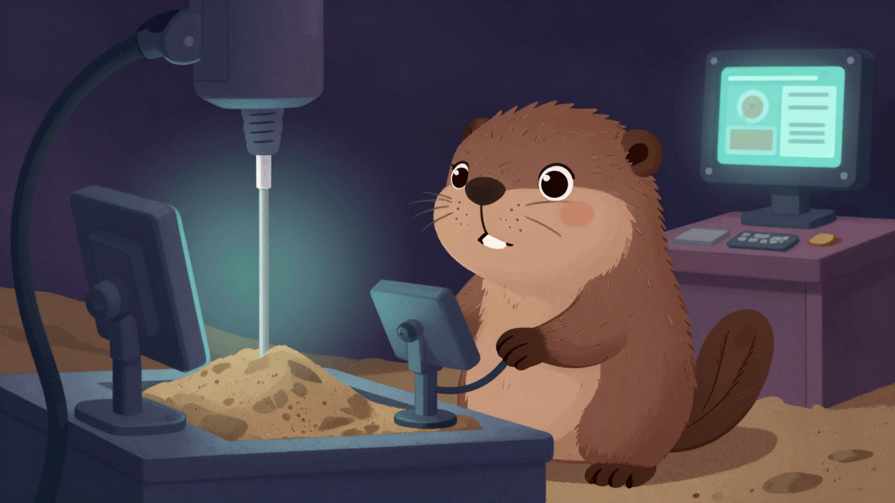 사리채취기운전원 직업 종사자가 업무를 수행하는 모습