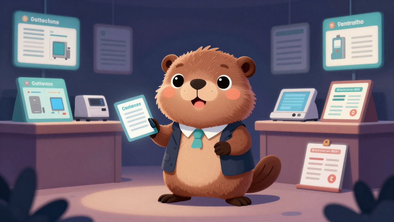 사무용기기판매원 직업 종사자가 업무를 수행하는 모습