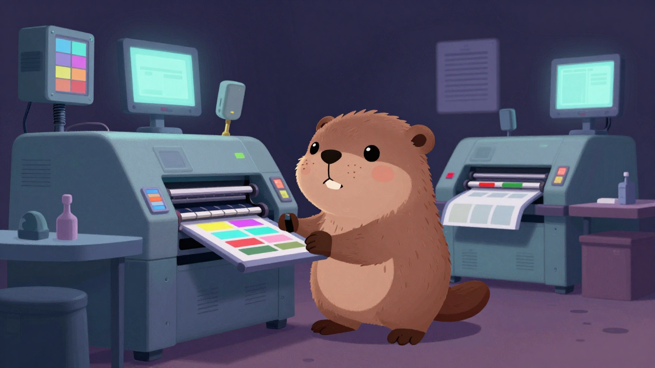 사철기조작원 직업 종사자가 업무를 수행하는 모습