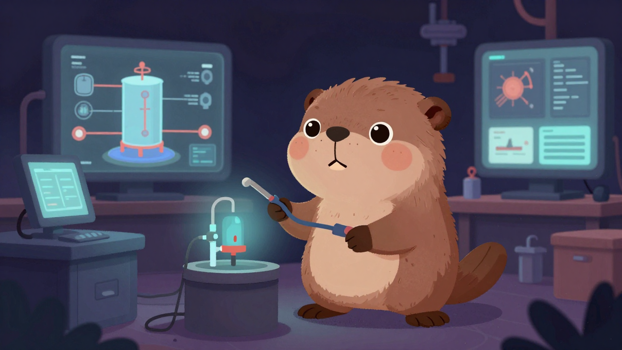 석유기술자 직업 종사자가 업무를 수행하는 모습