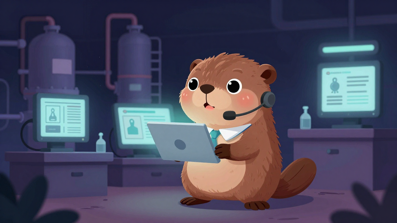 석유화학고객지원기술자 직업 종사자가 업무를 수행하는 모습