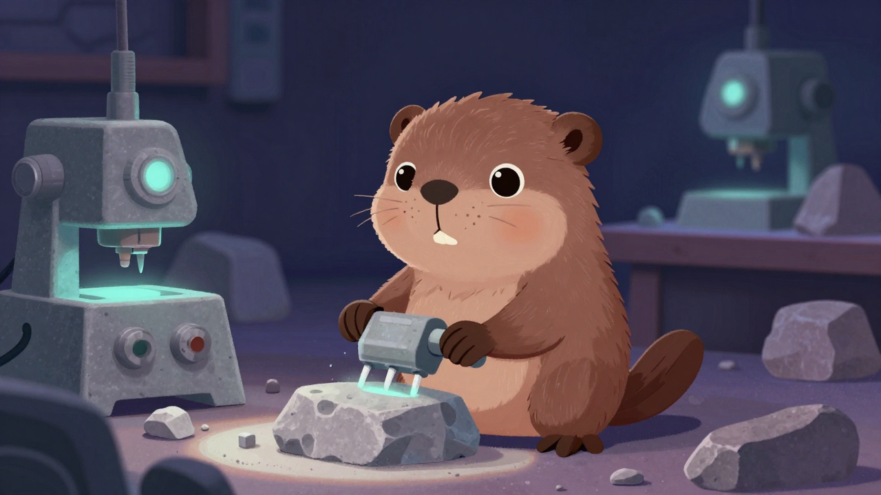 석재모방가공원 직업 종사자가 업무를 수행하는 모습