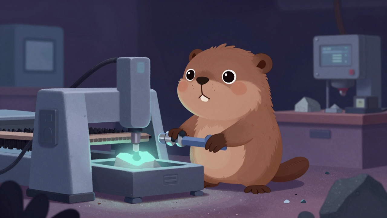 석재절단기조작원 직업 종사자가 업무를 수행하는 모습