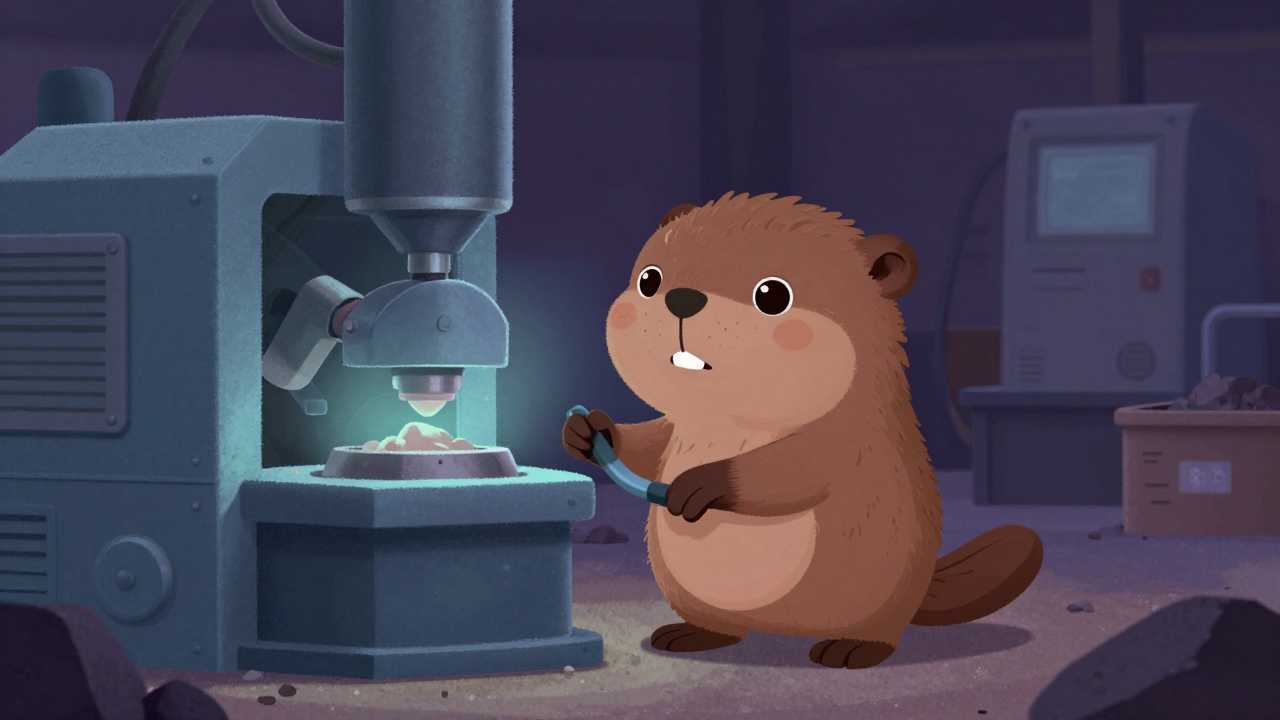 석재파쇄기조작원 직업 종사자가 업무를 수행하는 모습