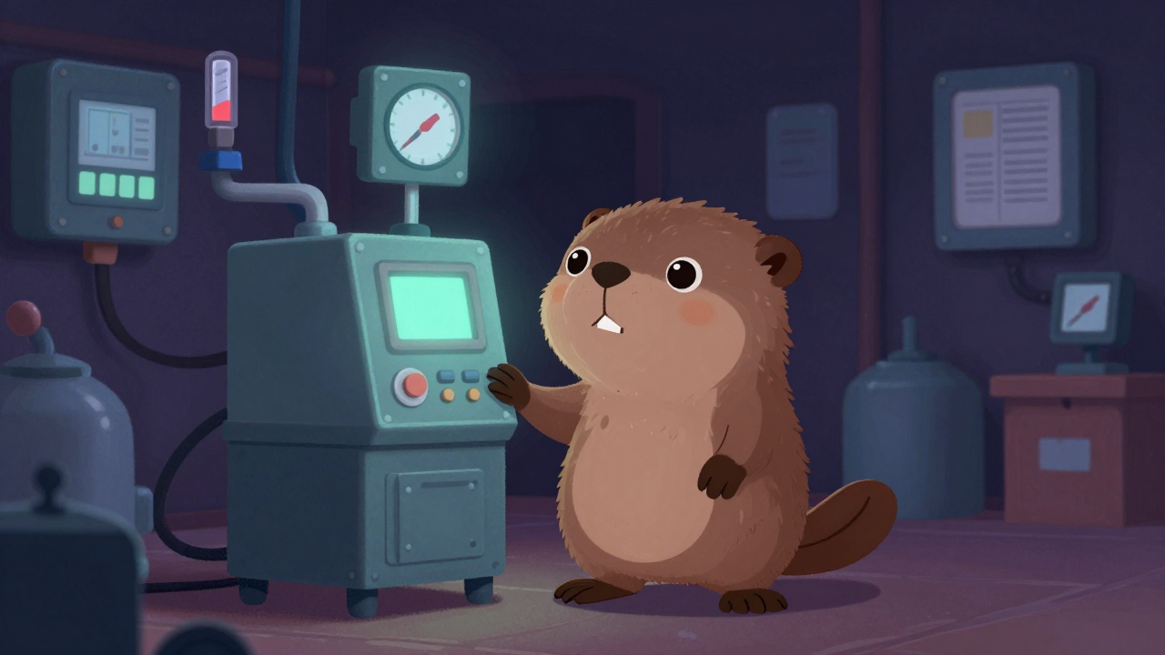 석회소성로운전원 직업 종사자가 업무를 수행하는 모습