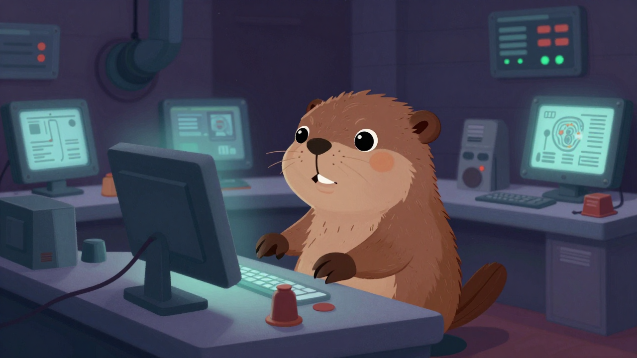 선박기관장 직업 종사자가 업무를 수행하는 모습