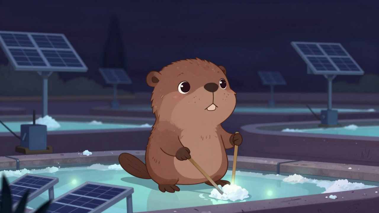 소금채취원 직업 종사자가 업무를 수행하는 모습