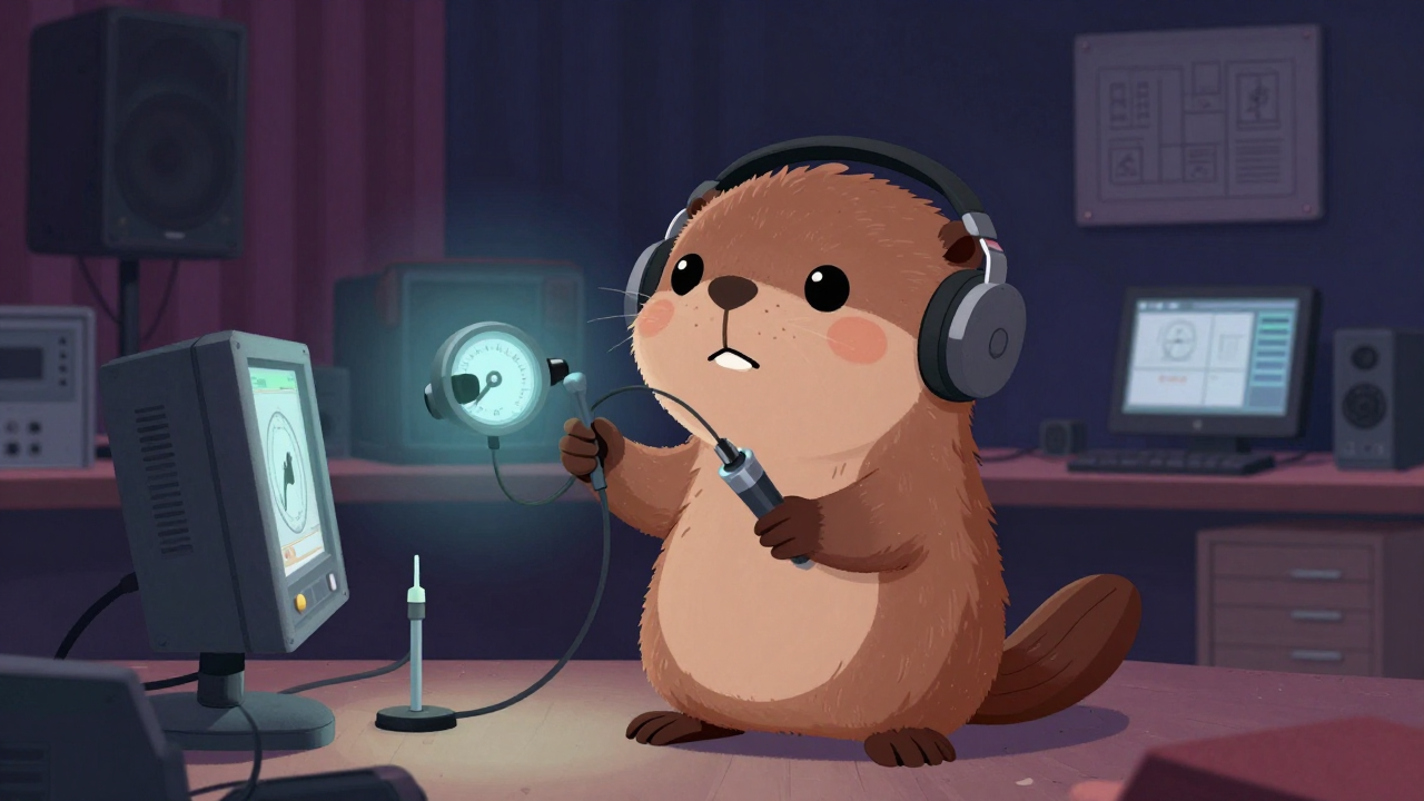 소음진동기술자 직업 종사자가 업무를 수행하는 모습