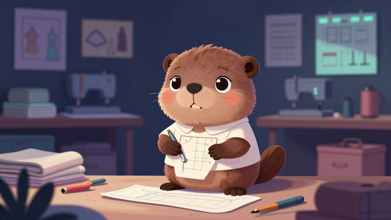 소잉디자이너 직업 종사자가 업무를 수행하는 모습