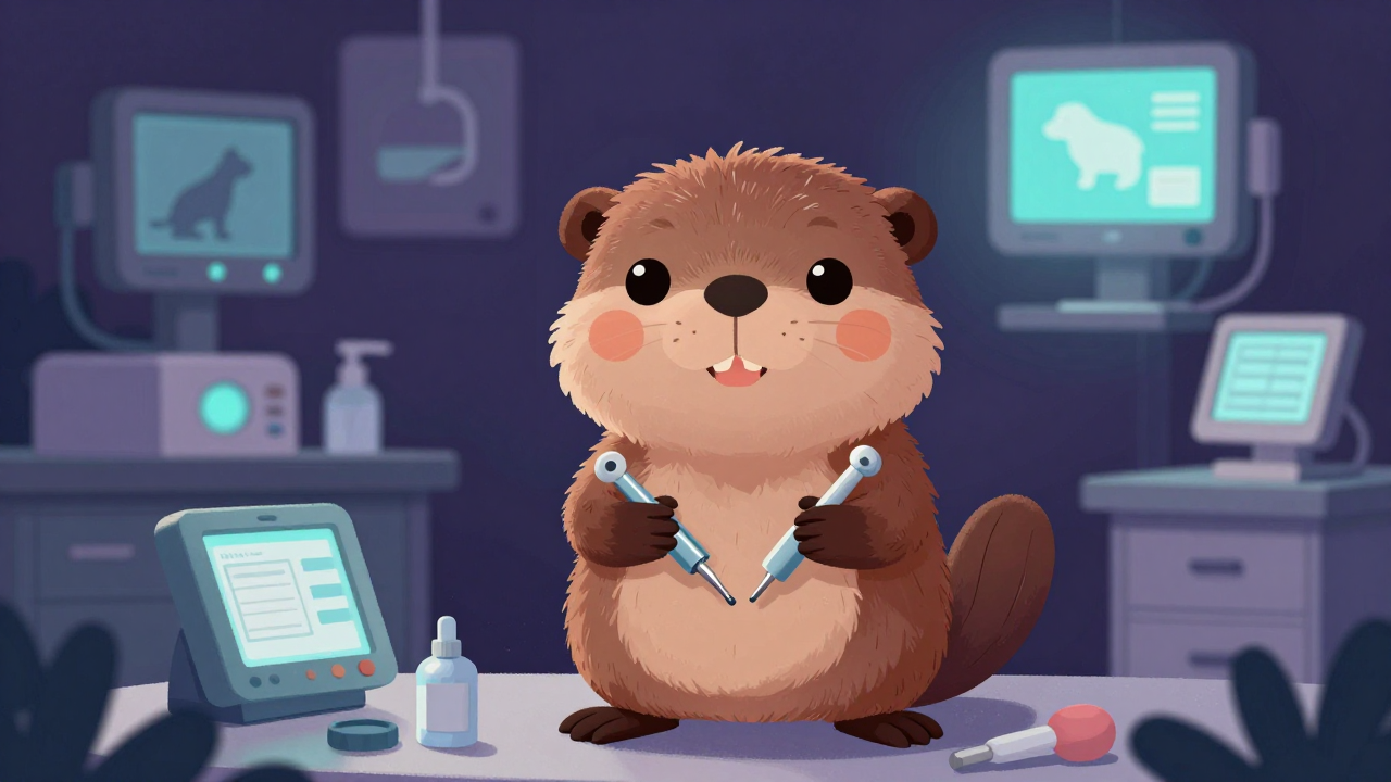 수의사(일반) 직업 종사자가 업무를 수행하는 모습