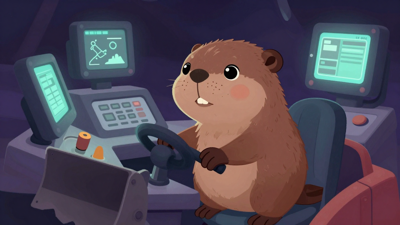 스크레이퍼조종사 직업 종사자가 업무를 수행하는 모습