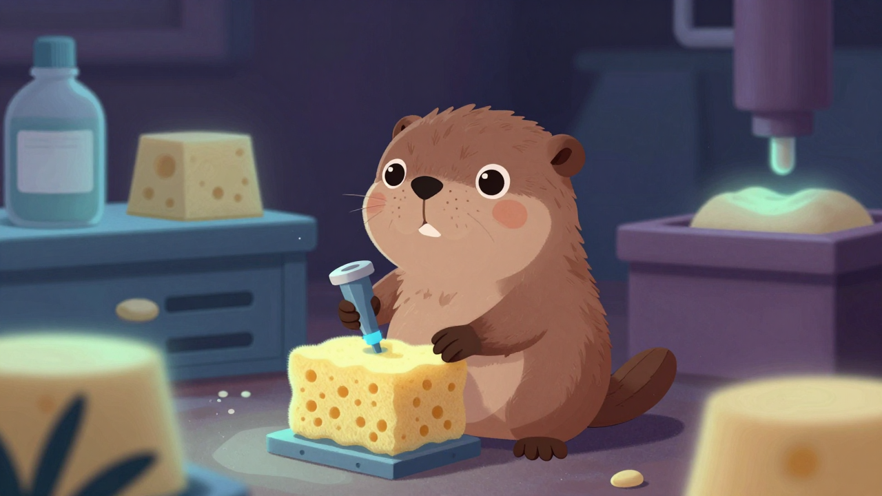 스펀지제조원 직업 종사자가 업무를 수행하는 모습