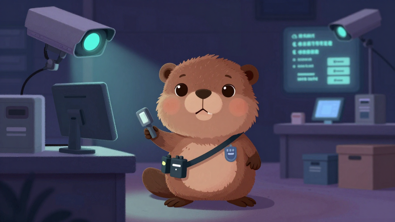 시설·특수경비원 직업 종사자가 업무를 수행하는 모습