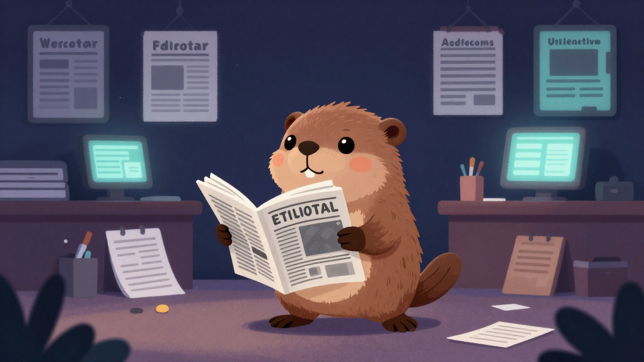 신문주필 직업 종사자가 업무를 수행하는 모습