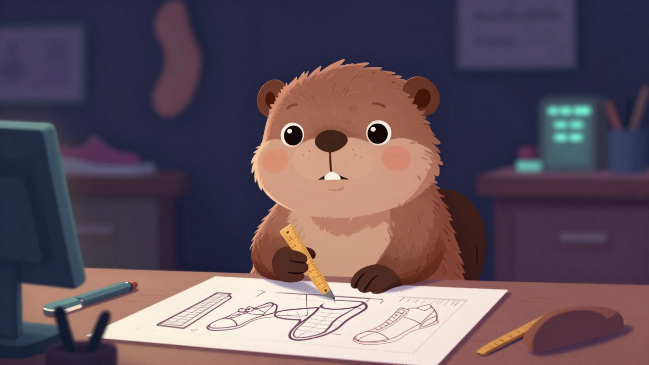 신발패턴사 직업 종사자가 업무를 수행하는 모습