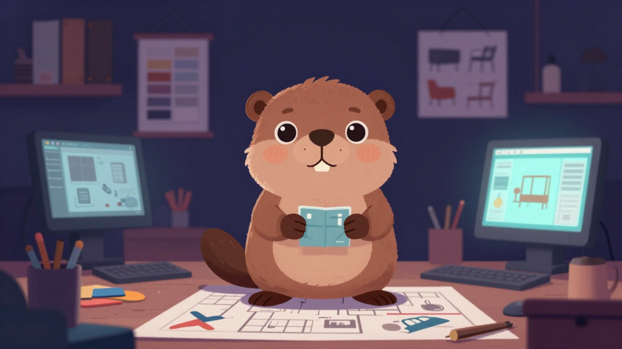 실내장식디자이너 직업 종사자가 업무를 수행하는 모습