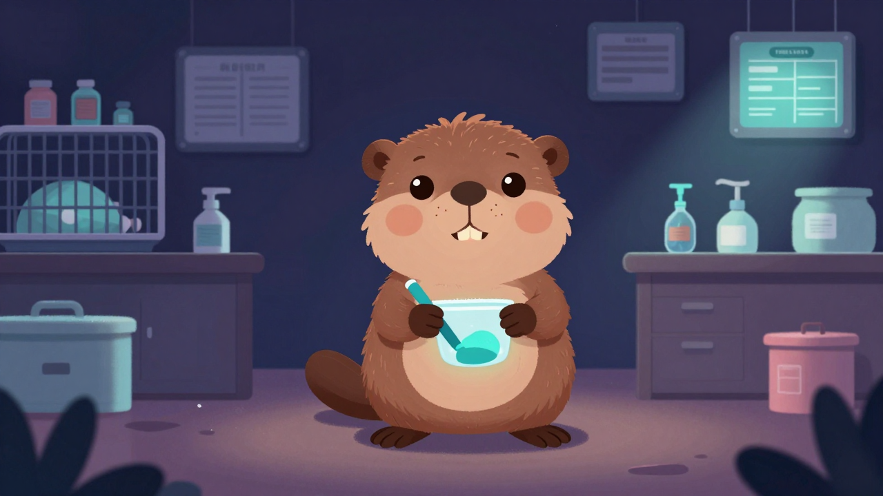 실험동물사육원 직업 종사자가 업무를 수행하는 모습